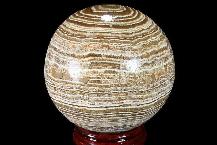 Polished, Banded Aragonite Sphere - Morocco #82287